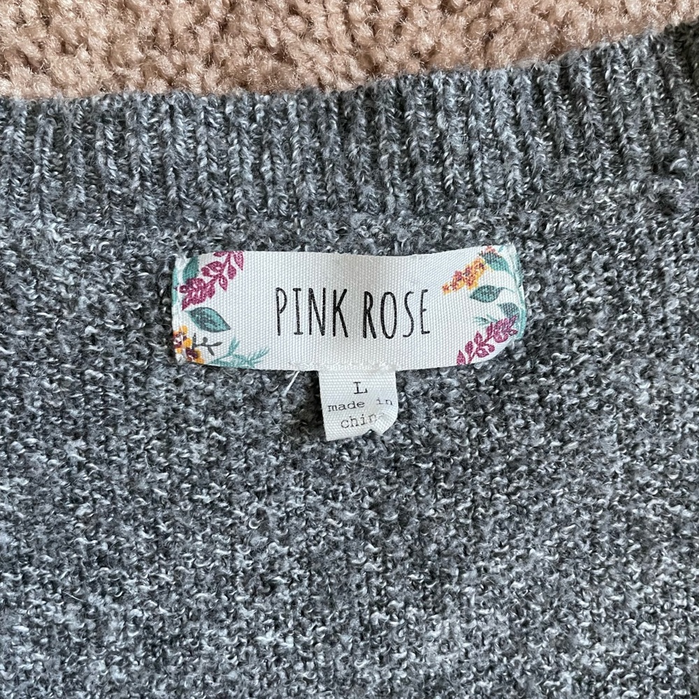 Pink Rose Cable Knit Cardigan Sweater - Picture 4 of 4